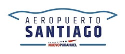 Santiago airport logo for Aeropuerto Santiago with Nueveo Pudahuel branding in blue, supporting the airport transformation discussion.