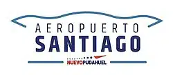Santiago airport logo for Aeropuerto Santiago with Nueveo Pudahuel branding in blue, supporting the airport transformation discussion.